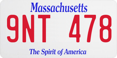 MA license plate 9NT478