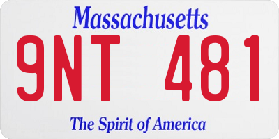 MA license plate 9NT481