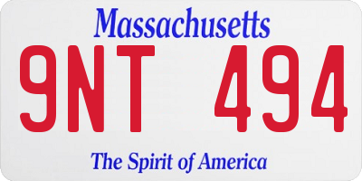 MA license plate 9NT494