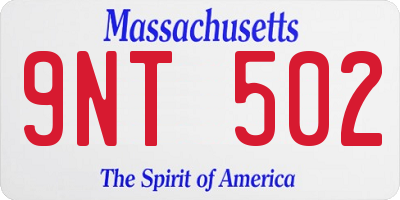 MA license plate 9NT502