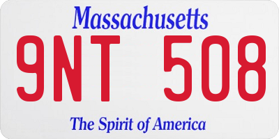 MA license plate 9NT508
