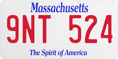 MA license plate 9NT524