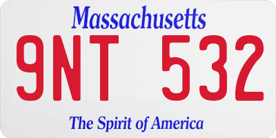 MA license plate 9NT532