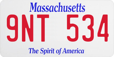 MA license plate 9NT534