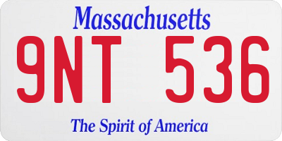 MA license plate 9NT536