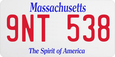 MA license plate 9NT538