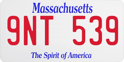 MA license plate 9NT539