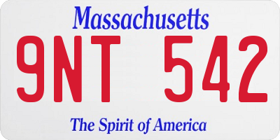 MA license plate 9NT542