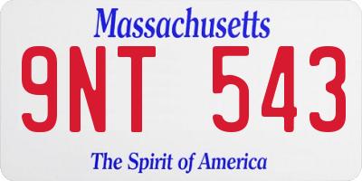 MA license plate 9NT543