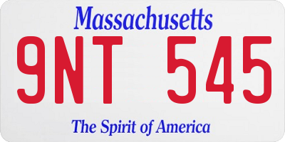 MA license plate 9NT545