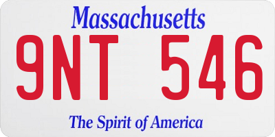 MA license plate 9NT546