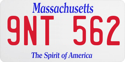 MA license plate 9NT562