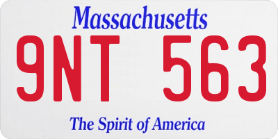 MA license plate 9NT563