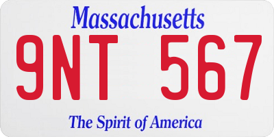 MA license plate 9NT567