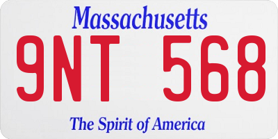 MA license plate 9NT568