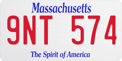 MA license plate 9NT574