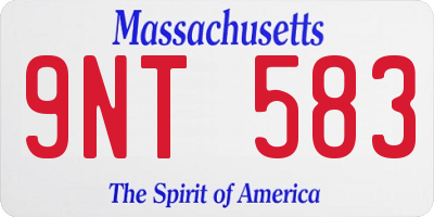 MA license plate 9NT583