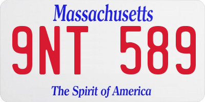 MA license plate 9NT589