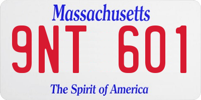 MA license plate 9NT601