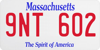 MA license plate 9NT602