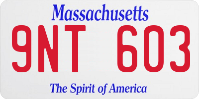 MA license plate 9NT603