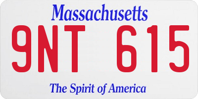 MA license plate 9NT615