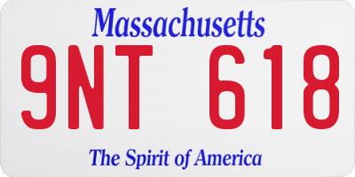MA license plate 9NT618