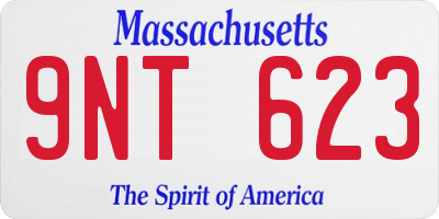MA license plate 9NT623