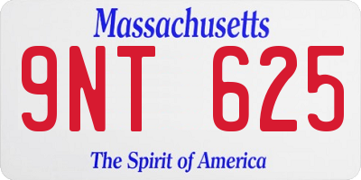 MA license plate 9NT625