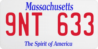 MA license plate 9NT633