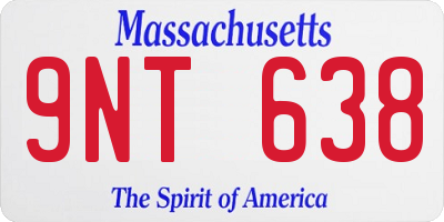 MA license plate 9NT638