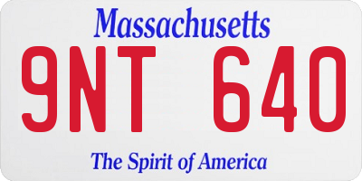 MA license plate 9NT640