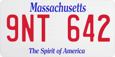 MA license plate 9NT642