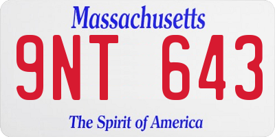 MA license plate 9NT643