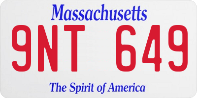 MA license plate 9NT649