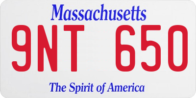 MA license plate 9NT650