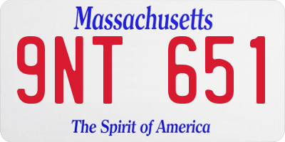 MA license plate 9NT651