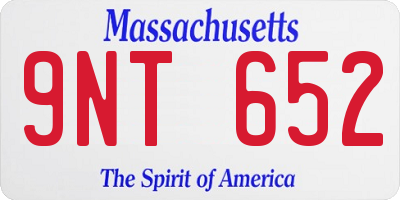 MA license plate 9NT652