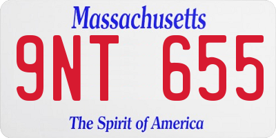 MA license plate 9NT655