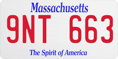 MA license plate 9NT663