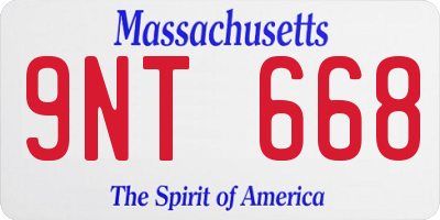 MA license plate 9NT668