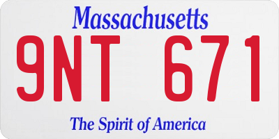 MA license plate 9NT671
