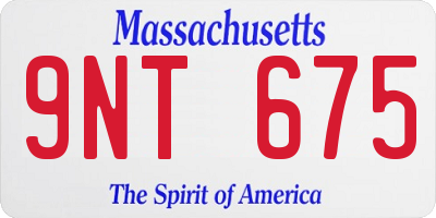 MA license plate 9NT675