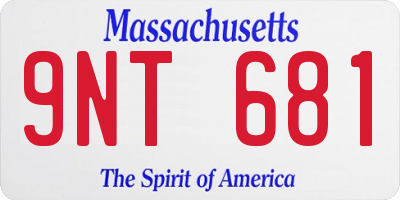 MA license plate 9NT681