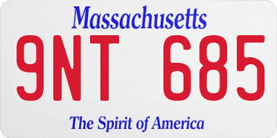 MA license plate 9NT685