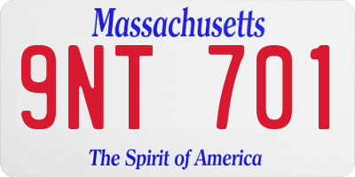 MA license plate 9NT701