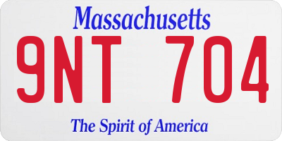 MA license plate 9NT704