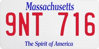 MA license plate 9NT716