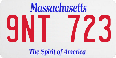 MA license plate 9NT723