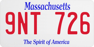 MA license plate 9NT726